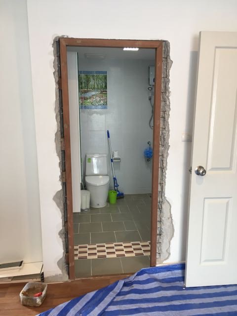 New bathroom door frame.